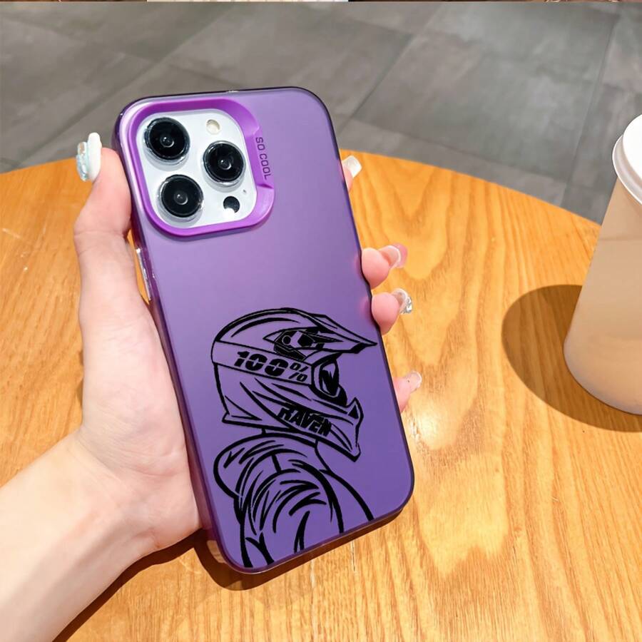 Funda de Teléfono Creativa con Patrón de Pista de Motocicleta Fuera de Carretera, Compatible con iPhone 17 16e 16 15 14 13 12 11 Mini Pro Max Air X XR XSMAX 8 7 Plus, Cubierta Trasera Mate a Prueba de Golpes - Mezcla de colores - Ver 1