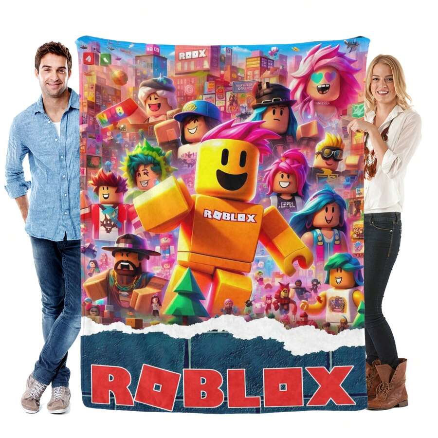 1pc Game Cartoon Print Flannel Blanket, Soft Polyester Fiber Blanket, Suitable For All Seasons, Comfortable Bed Sheets, Sofas, Camping, Travel, Office Essentials, Perfect Holiday Gifts, Couple Gifts, Multiple Sizes To Choose From, Pet Friendly Home Decoration, Party Decoration, Lightweight And Durable Design, Modern Style, Pet Owner's Choice - Multicolor - View 1