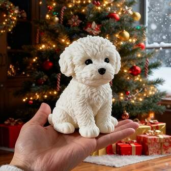 可爱小狗蜡烛硅胶模具 – 小型贵宾犬/泰迪犬模具，适用于DIY香薰蜡烛、石膏、树脂和水泥工艺品、手工礼品模具