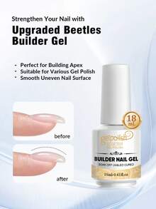 2 chai gel nối móng 18ml, gel nối móng trong suốt 7 trong 1, lớp nền cao su màu được làm khô bằng đèn LED, gel làm dày và chắc móng kèm đá đính, thích hợp cho việc tự làm móng tại nhà và làm quà tặng tại salon. - Trong sáng - Xem 3