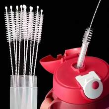 1 Set Of 10 White Straw Cleaning Brushes, Including Multiple Specifications Of Flexible Cleaning Brushes, Suitable For Cleaning Milk Stains And Tea Stains - White - View 6