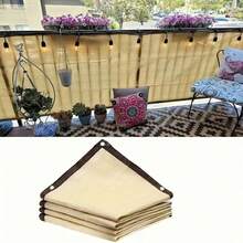 1 pieza Toldo de jardín color beige, 85% de malla, diseño de ojales, hecho de material transpirable de polietileno de alta densidad (HDPE), proporciona protección de privacidad, se puede usar como toldo/pantalla de privacidad - Beis - Ver 10