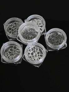 A Box Of Silver Alloy Punk-Style Nail Decals Featuring 3D Design With Y2K-Style Circular Metal Art Elements. It Is A DIY Nail Jewelry Product Used For Nail Polish Design, Suitable As Salon Accessories And For At-Home DIY Nail Decoration. - Multicolor - View 10