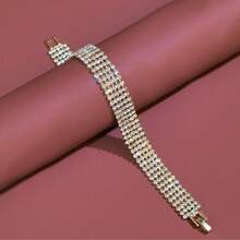 1pc Fashion Wide Rhinestones Bracelet For Women, Suitable For Daily Parties Or Wedding Jewelry - Silver - View 20