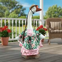 Summer Porch Goose Outfit Cute Tulip Print Dress With Wig Hat For Lawn Goose Statue, Patio - Multicolor - View 3