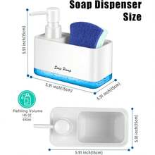 New Kitchen Soap Dispenser, Kitchen Hand Soap & Dish Soap Pump, Multi-Functional Countertop Soap Dispenser With Sponge And Brush Holder, Transparent Large-Capacity Refillable Bottles, Suitable For Hand Soap - Multicolor - View 6