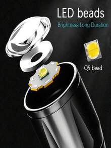 2 piezas/4 piezas/10 piezas Linterna recargable con zoom, súper brillante, haz alto, enfoque ajustable y luz lateral, diseño portátil, adecuado para camping, senderismo, ciclismo y uso de emergencia - negro - Ver 2