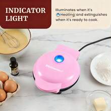 MOREBEAUTY - Mini waflera eléctrica antiadherente de 4.5 pulgadas, gofres belgas, diseño compacto, hash browns, keto, aperitivos, sándwich, huevos, fácil de limpiar, menta/rojo/pink.   Electrodoméstico personal de la marca MOREBEAUTY para hacer gofres redondos antiadherentes, de color rojo, prepara gofres de 4.5 pulgadas en minutos, tamaño mini redondo, ideal para desayunos, brunch, almuerzos o snacks. Mini MOREBEAUTY Fácil de Limpiar con Revestimiento Antiadherente - Libre de BPA, Sartén Redonda para MOREBEAUTY de 110V para Desayunos Perfectos en Casa.¡El mejor regalo de Navidad! - Rosa - Ver 5
