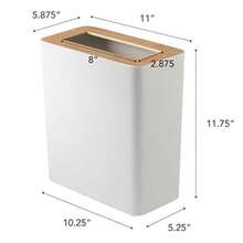 YAMAZAKI Home Slim Steel + Wood | Bote de basura, talla única, ceniza(Ceniza) - Multicolor - Ver 6