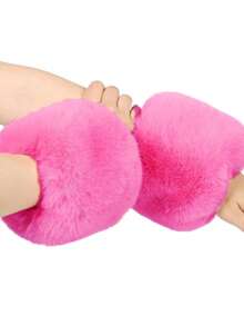 1 pieza Puño de piel sintética, brazalete suave y esponjoso con bucle, adecuado para clima frío, calentador de muñeca esponjoso para mujeres, manga de muñeca peluda para niñas, disfraz del Día de San Valentín