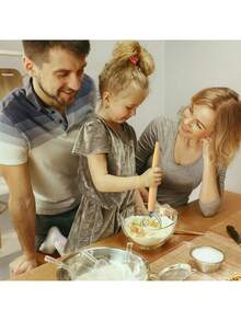 1/2件套不锈钢手工揉面器，用于揉面，手动揉面粉搅拌器，不粘。木制揉面器配有不锈钢环，可用于制作面包、布朗尼、披萨面团、任何速成面包，无需揉面即可混合面粉。 - 彩色 - 查看 5