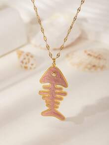 不锈钢鱼骨吊坠，适合女性日常海滩度假搭配，在欧美地区广受欢迎。 - 魚骨 - 查看 4