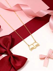 1件朋克风设计书本吊坠项链，独特创意男女皆宜的珠宝 - 均碼 - 查看 1