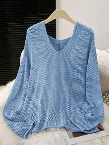 女士镂空连帽套头毛衣，百搭长袖针织衫，新年款