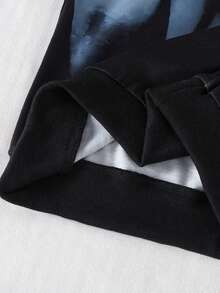 2pcs/Set Boys Casual Sports Outfit, Loose Fit Round Neck Long Sleeve Sweatshirt And Pants, Comfortable Streetwear For Young BoyAutumn/Winter - Black - View 6