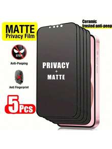 5pcs Full Coverage Matte Anti-Spy Screen Protector, Upgraded Edge Protection, Anti-Scratch Anti-Shock, Easy Installation, Bubble-Free. Compatible With IPhone 17 Pro Max/17 Air/16 Pro Max/16 Plus/15 Pro Max/14/13/12/11/XS/XR Series. - Black - View 19