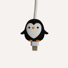2pcs Cartoon Silicone Cable Protector, Penguin Design, Data Cable Saver For Apple Phone, Cute Gift - Black - View 5