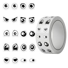 500PCS Funny Eye Stickers Roll 10 Styles Black White Eye Stickers Labels Eye Party Favors Vinyl Stickers(500 Per Roll) - Black - View 8