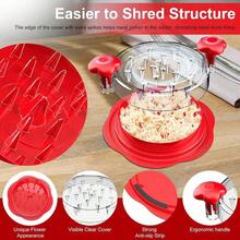 Chicken Shredder 8 Inches Chicken Breast Shredder Cooked Meat Shredder With Lid, Ergonomic Design,Auti-Slip, Easy To Clean, Chicken Shredder Twist Chicken Chicken Shredder Large Chicken Breast Shredder Twist With Brush&Fork, Visible Meat Shredder, Strong Anti-Slip Strip, Ergonomic Handle,Suitable Pork Beef Chicken - Red - View 10