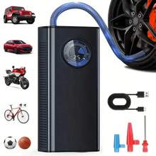 便携式无线轮胎充气泵，3倍快速充气，绝缘材料，可充电电池，理想的户外礼物，自动断电 | 150PSI快速充气泵，适用于汽车、自行车、摩托车、SUV、球类等，多用途，配备3个充气喷嘴，特斯拉，PSI/BAR/KPA/KG CM²