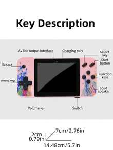 1pc Handheld Game Console Including 800 Games Large Screen Retro Nostalgic Old-Fashioned Game Consoles Support To TV Russian Classic Block Machine 8090s Memories Mini Micro Game Console Support 2 Players Battle With HD 3.5-Inch Screen Birthday Gift - Blue - View 3