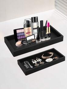 Bathroom Vanity Tray, Mini Soap Dispenser, Small Perfume And Jewelry Dish, Trinket Holder, Candle Tray, Bath Organizer Kitchen Sink Narrow Soap Dish Silicone - Black - View 4