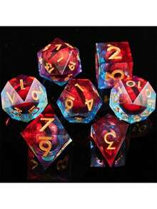 7PCS Tabletop Game Dice Set | Transparent Resin With Themed Objects Inside