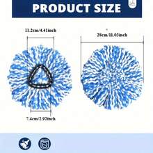 5 Pack Mop Replace Heads For O-Cedar Rinse Clean 2 Tank System, Spin Mop Replacement Head, Fluffy Microfiber O-Cedar Mop Refill Replace Head, Machine Washable, All Hard-Surfaced Floors Cleaning - 藍色 - 查看 4