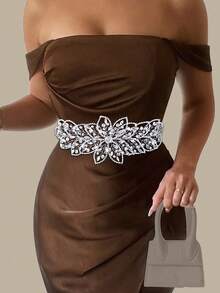 1 Peça Faixa Nupcial de Luxo com Decoração de Strass, Cinto de Cintura da Moda Adequado para Vestidos e Acessórios de Vestido de Noiva