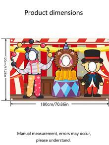 Phông nền chụp ảnh nhóm xiếc - Đạo cụ chụp ảnh cho các bữa tiệc giả vờ, Đồ trang trí theo chủ đề chú hề sư tử, Quà tặng và đồ trang trí tiệc sinh nhật xiếc lễ hội, Đồ trang trí sinh nhật, Đồ trang trí lễ hội. - Nhiều màu - Xem 2