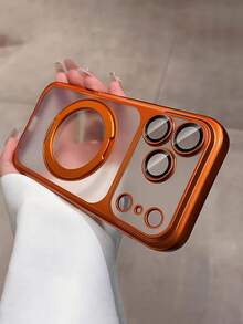 360° Magnetic Adsorption Luxury Matte Electroplated Phone Case, Compatible With IPhone 17 Pro Max, 17 Pro, 17 Air, 17, 16, 15, 14, 13 Pro Max, With Camera Lens Protection And Shock-Absorbing Function - Orange - View 5