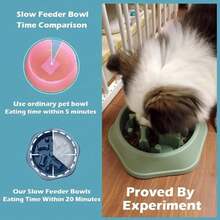 2PCS Small Dog & Cat Slow Feeder Bowl - Plastic Anti-Gulping Puzzle Design Pet Bowl - Xanh dương + Hồng - Xem 6