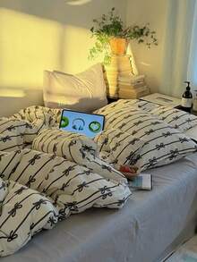 3件套蝴蝶结被套套装，2个枕套+1个被套（不含床单和被芯） - 彩色 - 查看 4