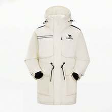 CAMEL CROWN Women's Winter Three-Proof Down Jacket, Mid-Length Warm Workwear Parka Down Coat - Moonlight White - View 1