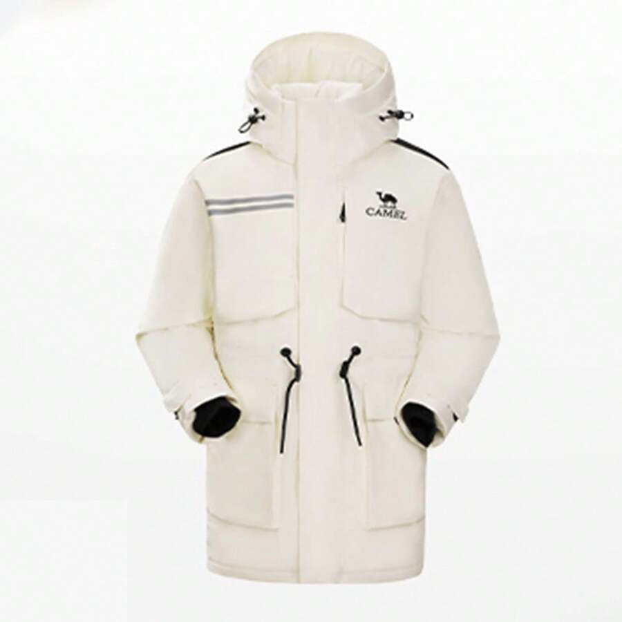 CAMEL CROWN Women's Winter Three-Proof Down Jacket, Mid-Length Warm Workwear Parka Down Coat - Moonlight White - View 1