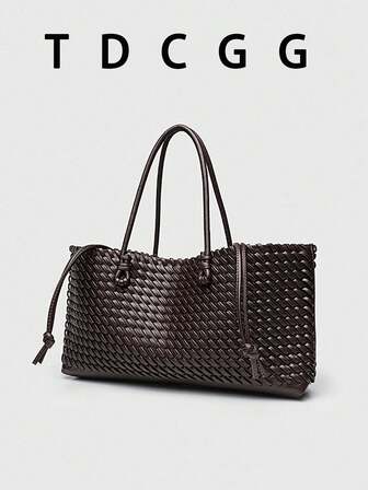 Avslappnad vävd PU-läderväska för kvinnor, stor axelväska under armarna, hobo hobo-väska, mångsidig pendlarväska, lämplig för pendling till jobbet, möten, affärsresor, dejt, fest, semester, födelsedagspresent