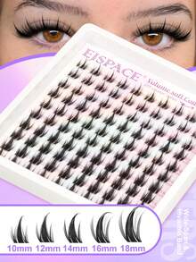100片装漫画风格带尖刺假睫毛簇，动漫风格，自然簇状假睫毛，纤细尖刺仙女单根假睫毛，透明隐形睫毛带，DIY假睫毛，长度10-18毫米 - D - 查看 5
