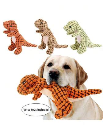 1 szt. pluszowa piszcząca lalka dinozaur dla średnich/dużych psów, wytrzymała lalka do gryzienia, miękki pluszowy materiał nie podrażnia dziąseł, czyści zęby i usuwa kamień nazębny podczas żucia, pluszowa lalka dinozaur, piszcząca lalka do gryzienia dla psa, lalka Golden Retriever do ząbkowania, pluszowa lalka pies