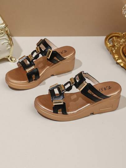 Sandale cu platformă pentru fete, mărimea 26-36 | Pantofi eleganți aurii și negri cu sclipici și cataramă reglabilă | Pantofi boemi de vară pentru petrecere, potriviți pentru concursuri de rochii, vacanțe și ocazii speciale