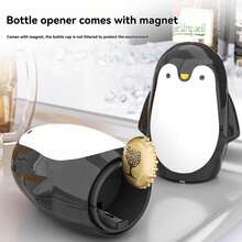 1pc New Penguin Bottle Opener Cartoon Portable Can Opener Beer And Beverage Bottle Opener Home Creative Lid Opener - Black and White - View 3