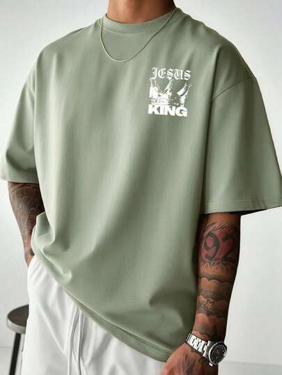 Men's Casual Versatile Minimalist Dark Portrait Graphic Short Sleeve T-Shirt