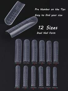 120 Stücke Nagelverlägerung Dual Form Schnell-Aufbau Quadratische Verlängerte Nageltips Form Komplett Abdeckung Klare Maniküre Zubehör Mit Skala DIY Nagelbedarf - Transparent - Übersicht 6