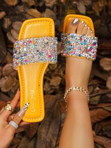 Fashionable Versatile Chic Vacation Style Slip-On Comfortable Flat Beach Sandals - Yellow - View 7