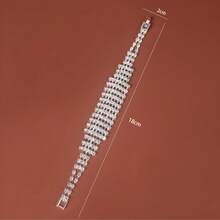 1pc Fashion Wide Rhinestones Bracelet For Women, Suitable For Daily Parties Or Wedding Jewelry - Silver - View 19