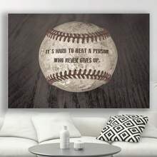 Framed Baseball - It's Hard To Beat A Person Who Never Gives Up - Great Teen's Bedroom Decor, Inspirational Poster, Gift For Teenagers, Baseball Athletes And Coaches  New Year, Christmas, Easter For Living Room, Bedroom, Kitchen,Restroom Decoration - Framed - View 5