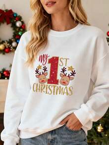 Women Plus Size Sports Sweatshirts - Putih - View 1