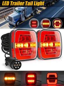 1 Luz cuadrada LED multifuncional para remolque Drag 2, luces de frenado externas intermitentes universales resistentes a impactos para camiones de servicio pesado - Multicolor - Ver 1