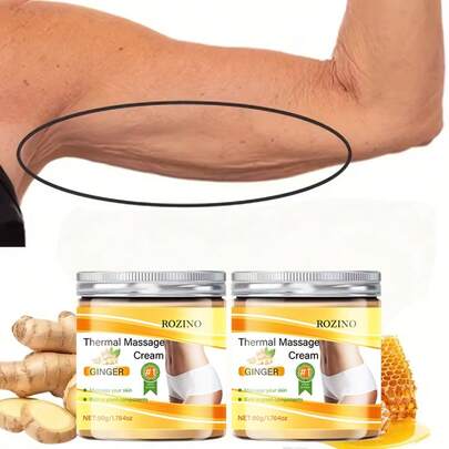 50克温热紧致按摩霜，温和温热，帮助塑形，加速卡路里燃烧，缓解肌肉疲劳，提升锻炼效果，即刻提拉紧致，天然成分，低致敏性，深层滋润，解决肌肤松弛、干燥、皱纹等问题，缓解肌肉疲劳，轻松突破瓶颈期，健身爱好者的必备佳品。