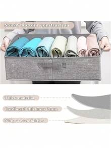 1 Pc Large-Capacity Foldable Storage Bins With Handles, Fabric Organizer Box, Easy-To-Carry Closet Basket, Space-Saving Home Storage - Multicolor - View 7
