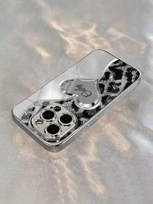 1pc Customized Heart & Leopard Print Photo Protective Phone Case, Shockproof Full Coverage Glass Lens, Minimalist Style Gift For Friends & Family, Compatible With IPhone 11/12/13/14/15/16/16 Pro/16 Plus/16 Pro Max/16 E/17/17 Pro/17 Pro Max/Air/S25/S25 Ultra/S25 Plus/A56 - Silver - View 5